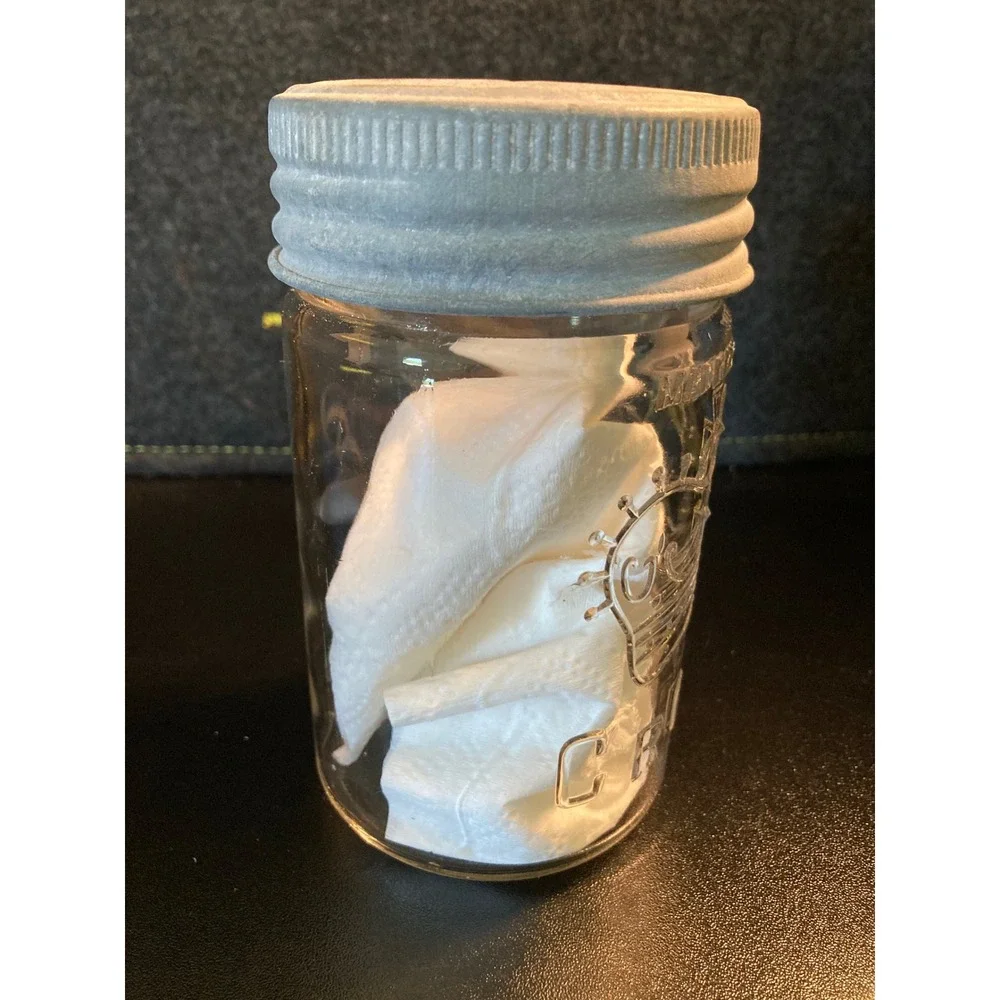 Vintage Crown Mason Jar Made in Canada Clear Glass with Zinc Lid and Insert 1932